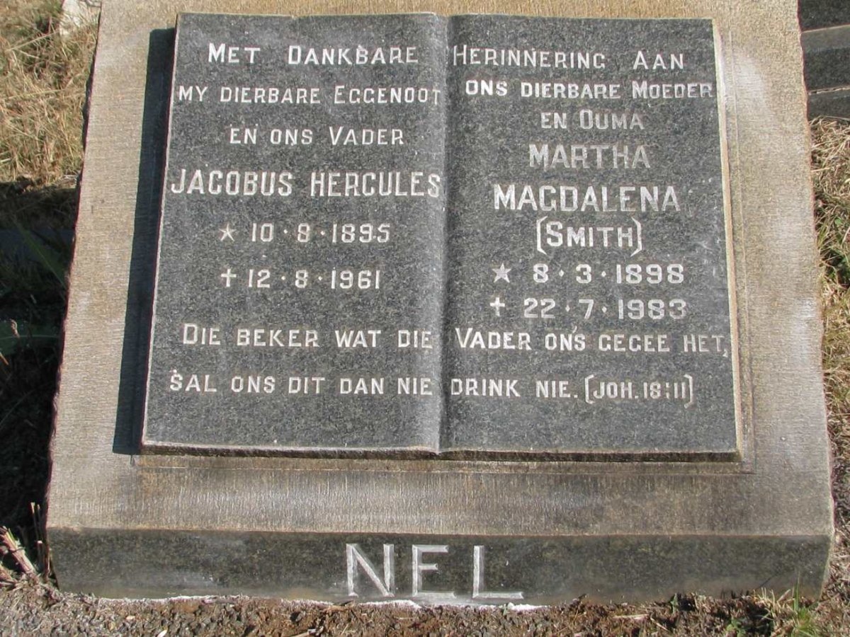 NEL Jacobus Hercules 1895-1961 &amp; Martha Magdalena SMITH 1898-1983