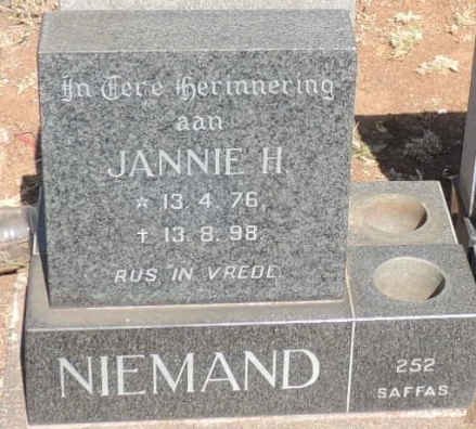NIEMAND Jannie H. 1976-1998