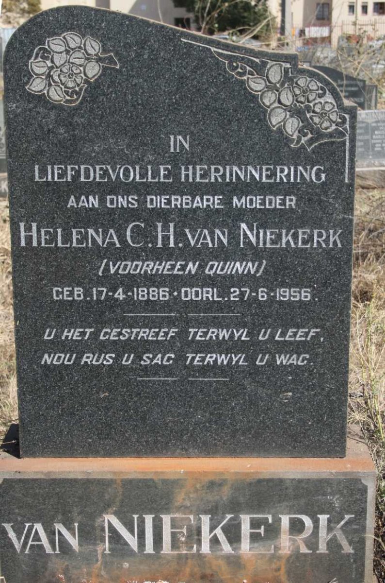NIEKERK Helena C.H., van nee QUINN 1886-1956