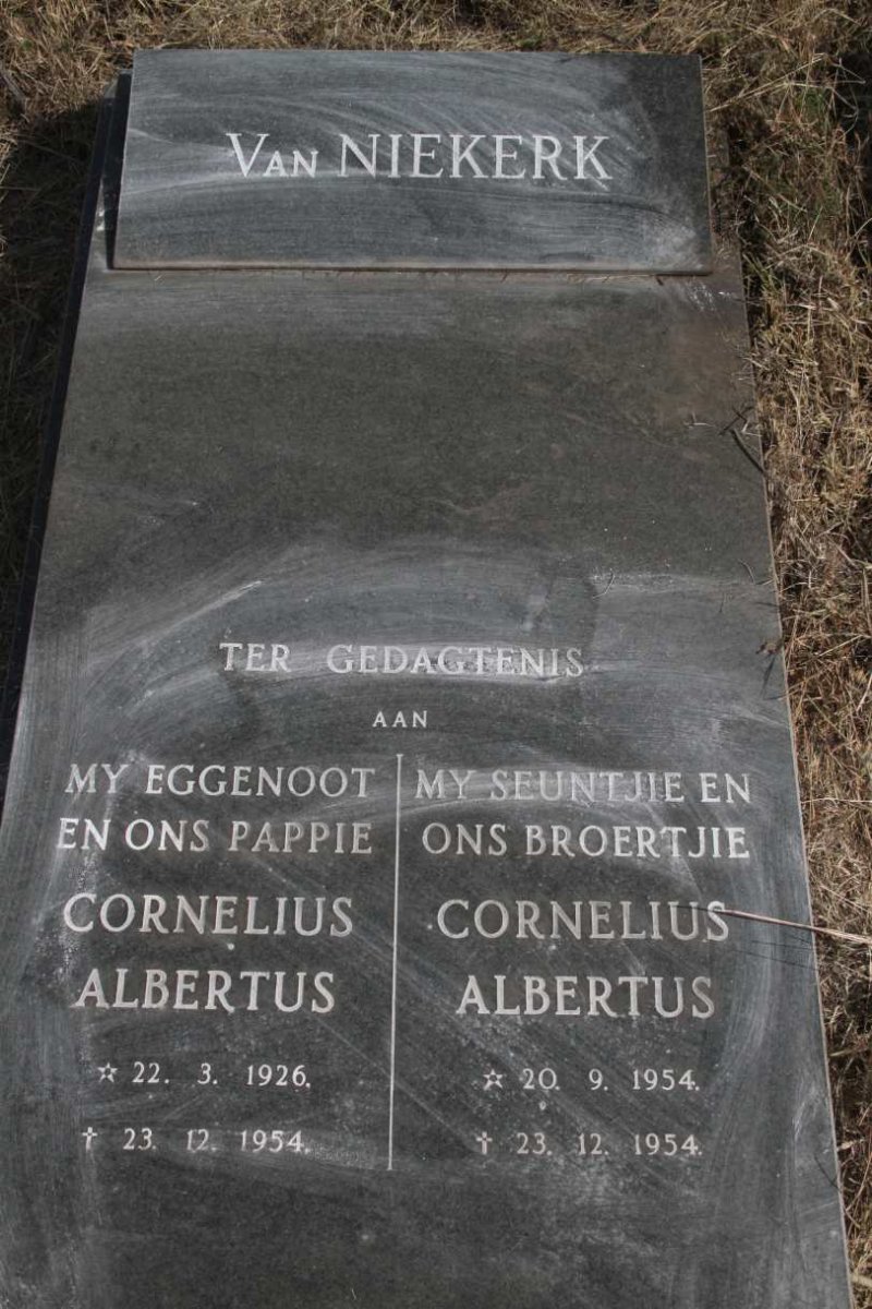 NIEKERK Cornelius Albertus, van 1926-1954 :: NIEKERK Cornelius Albertus, van 1954-1954