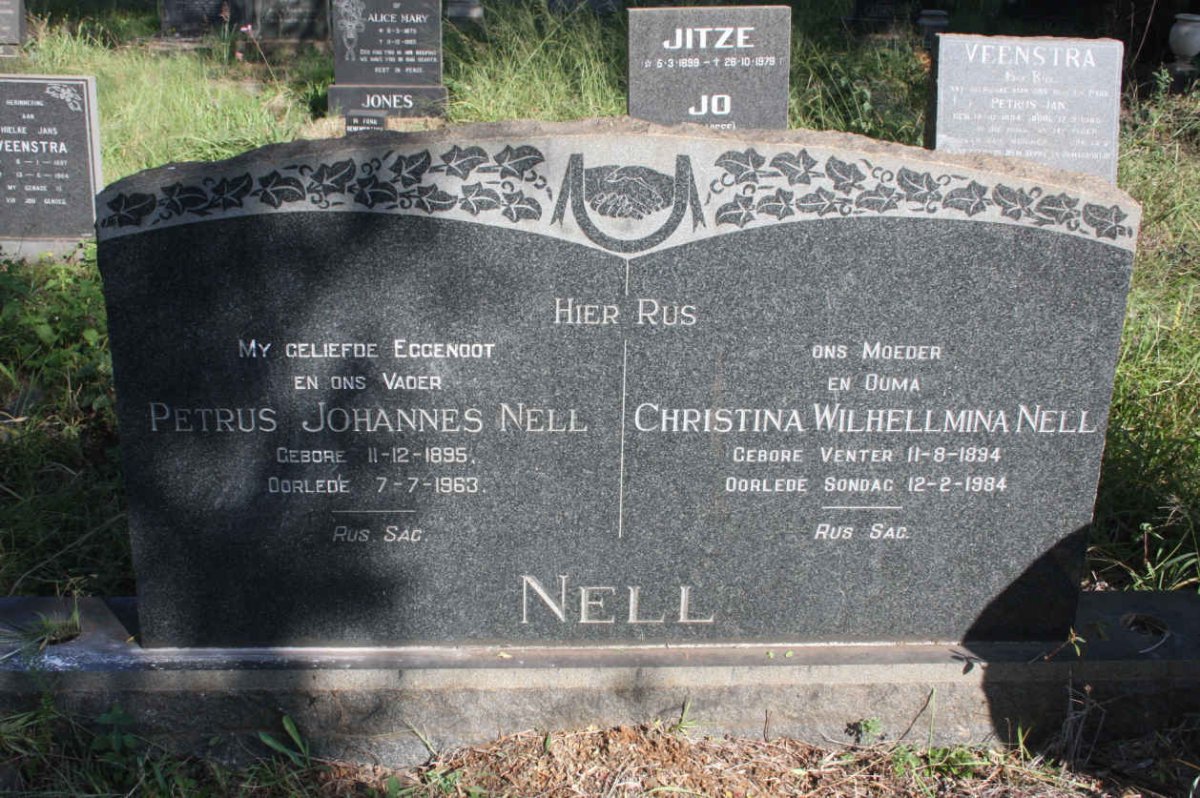 NELL Petrus Johannes 1895-1963 &amp; Christina Wilhellmina 1894-1984
