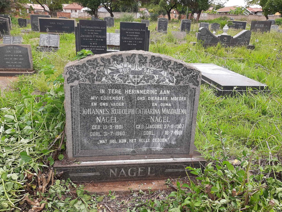 NAGEL Johannes Rudolph 1901-1960 &amp; Catharina Magdalena JACOBS 1907-1981