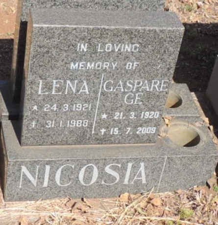 NICOSIA G.E. 1920-2009 & Lena 1921-1988  