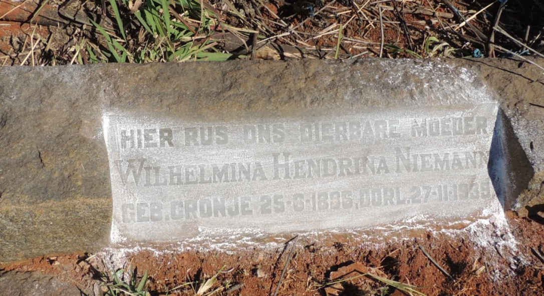 NIEMANN Wilhelmina Hendrina nee CRONJE 1886-1939