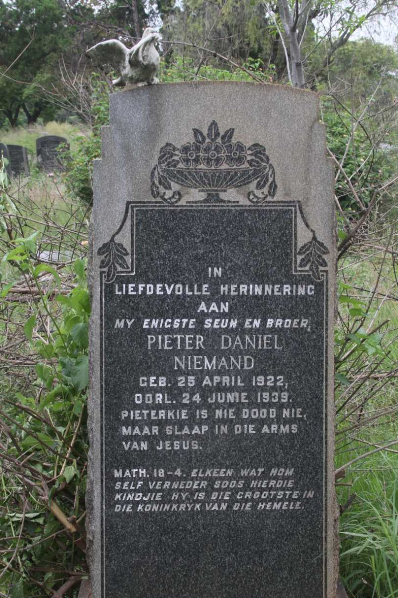 NIEMAND Pieter Daniel 1922-1939 