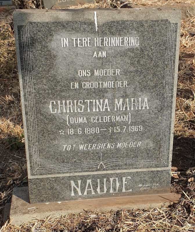 NAUDE Christina Maria nee GELDERMAN 1880-1969