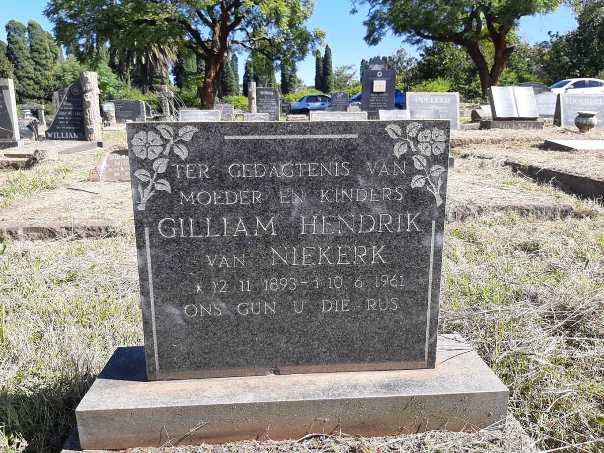 NIEKERK Gilliam Hendrik, van 1893-1961