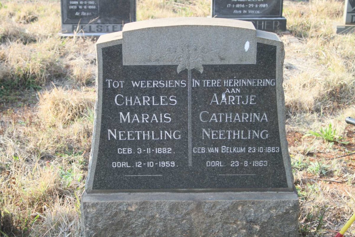 NEETHLING Charles Marais 1882-1959 &amp; Aartje Catharina VAN BELKUM 1883-1963