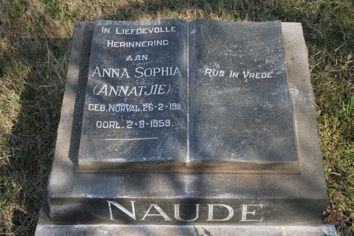 NAUDE Anna Sophia nee NORVAL 1911-1959