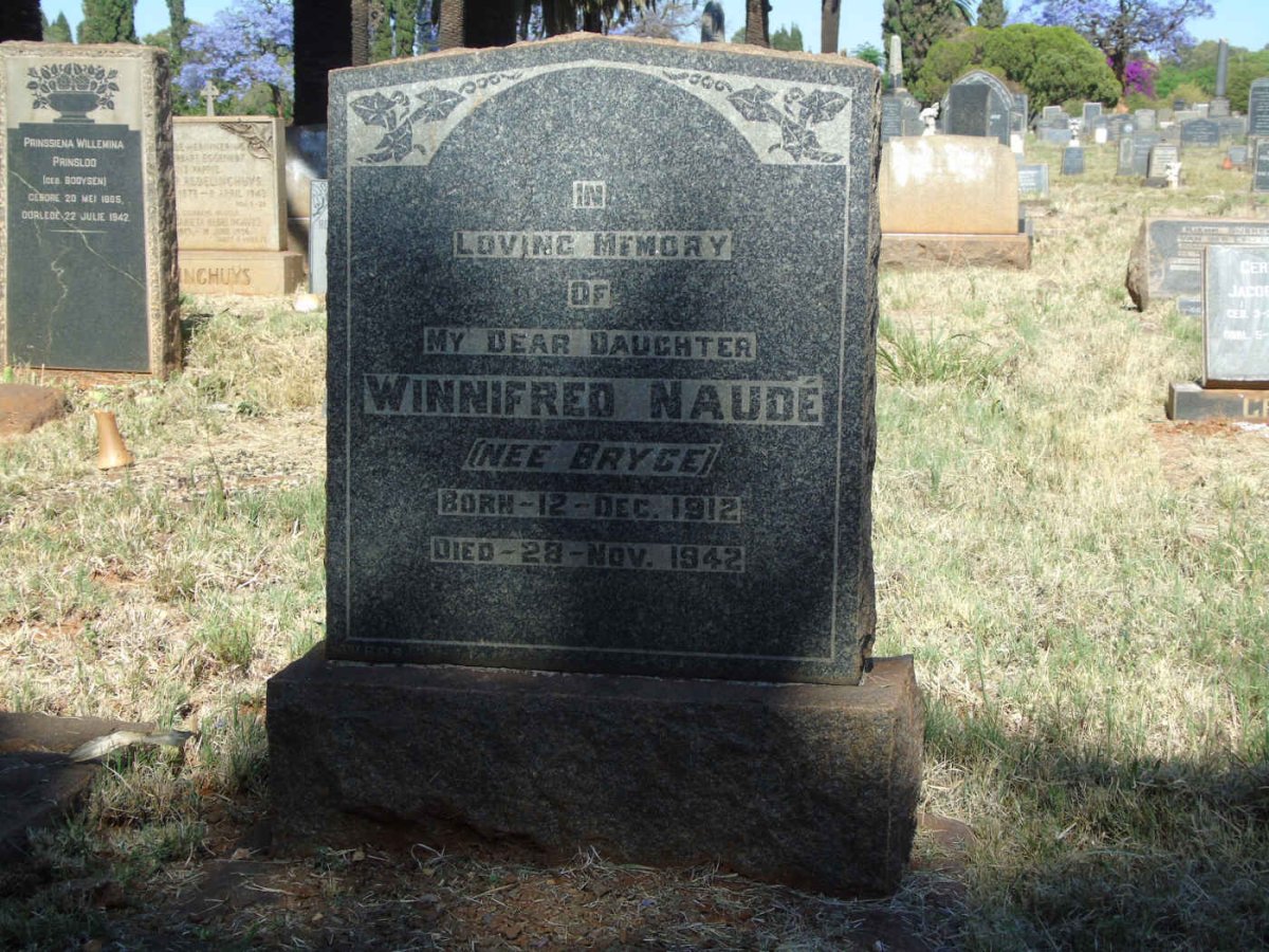 NAUDE Winnifred nee BRYCE 1912-1942