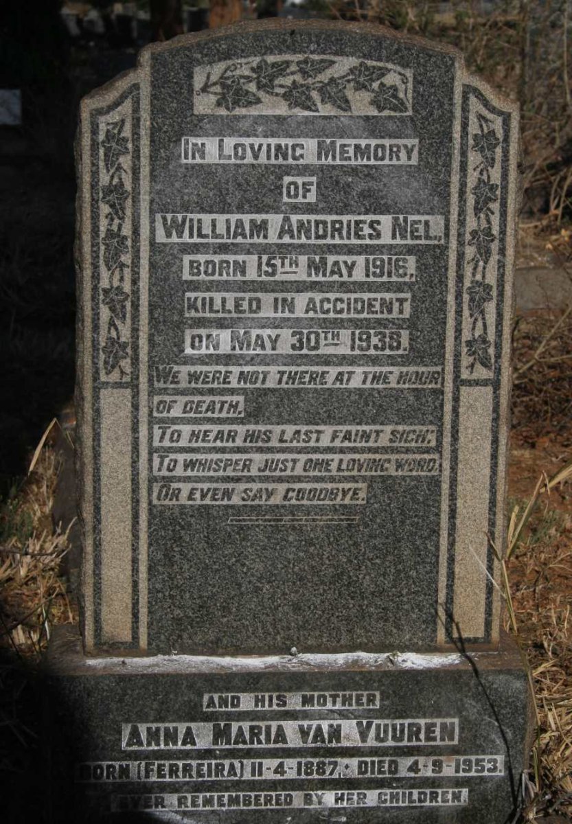 NEL William Andries 1916-1938