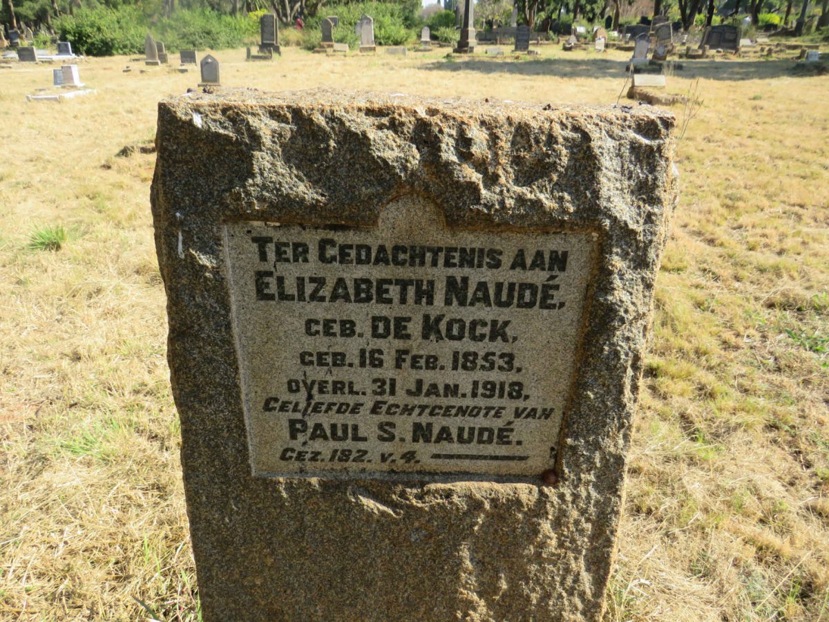 NAUDE Elizabeth nee DE KOCK 1853-1918