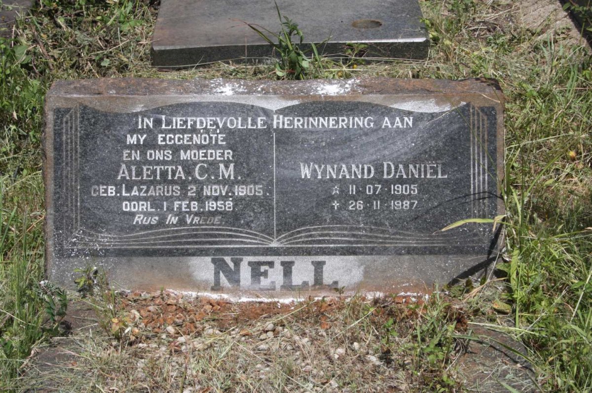 NELL Wynand Daniel 1905-1987 &amp; Aletta C.M. LAZARUS 1905-1958