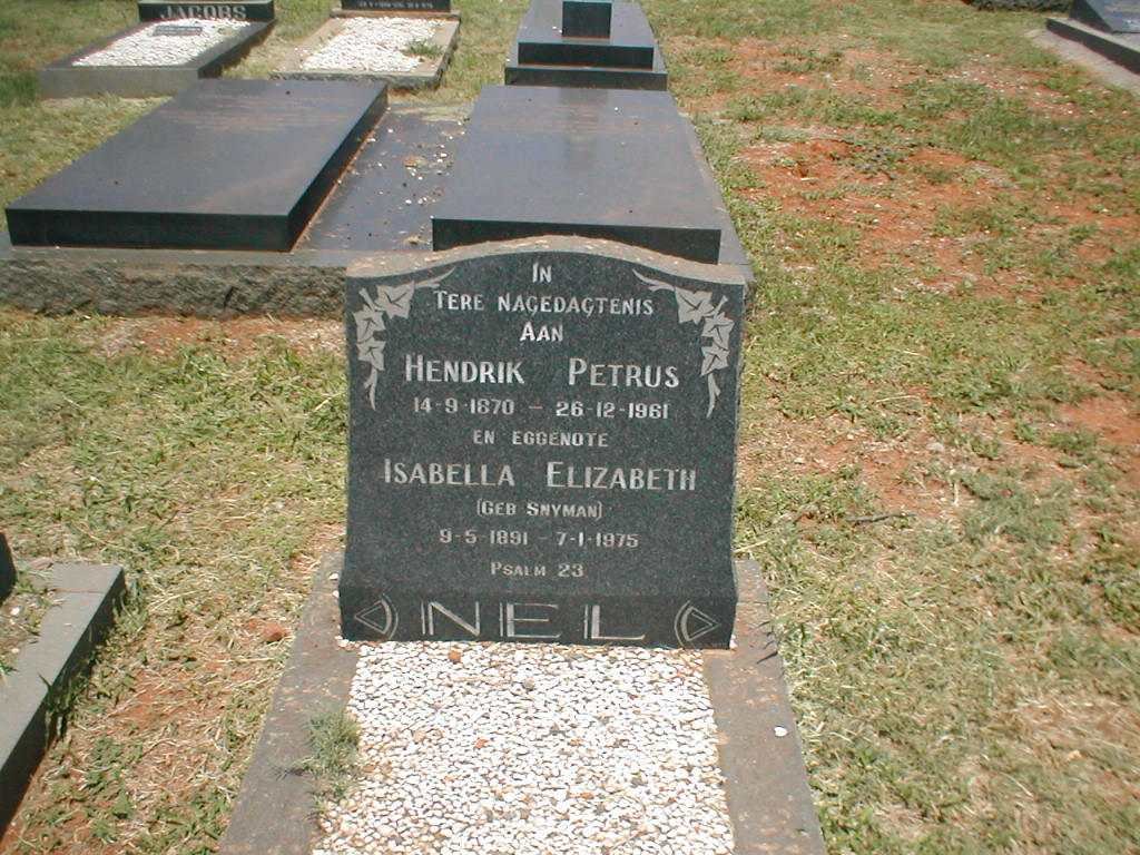 NEL Hendrik Petrus 1870-1961 &amp; Isabella Elizabeth SNYMAN 1891-1975
