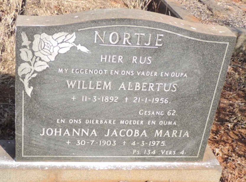 NORTJE Willem Albertus 1892-1956 & Johanna Jacoba Maria 1903-1975