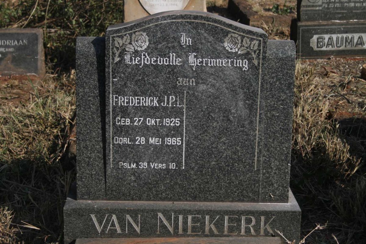NIEKERK Frederick J.P.L., van 1925-1965