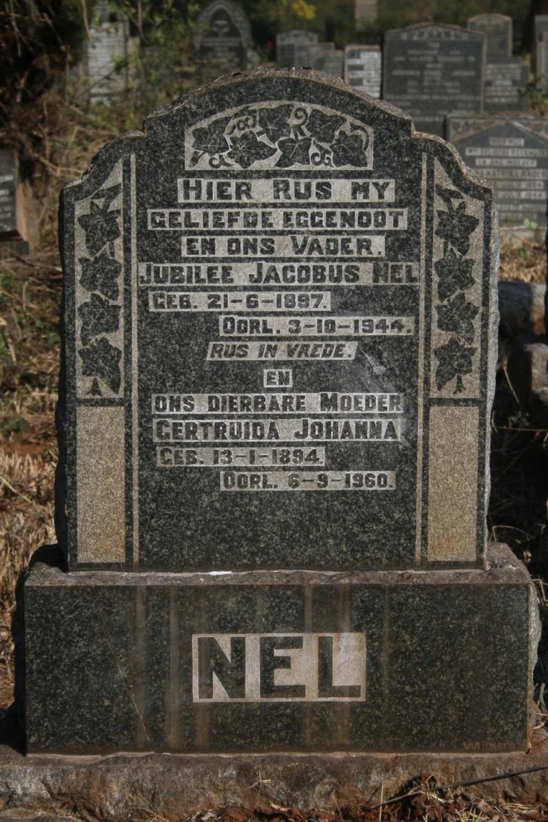 NEL Jubilee Jacobus 1897-1944 & Gertruida Johanna 1894-1960