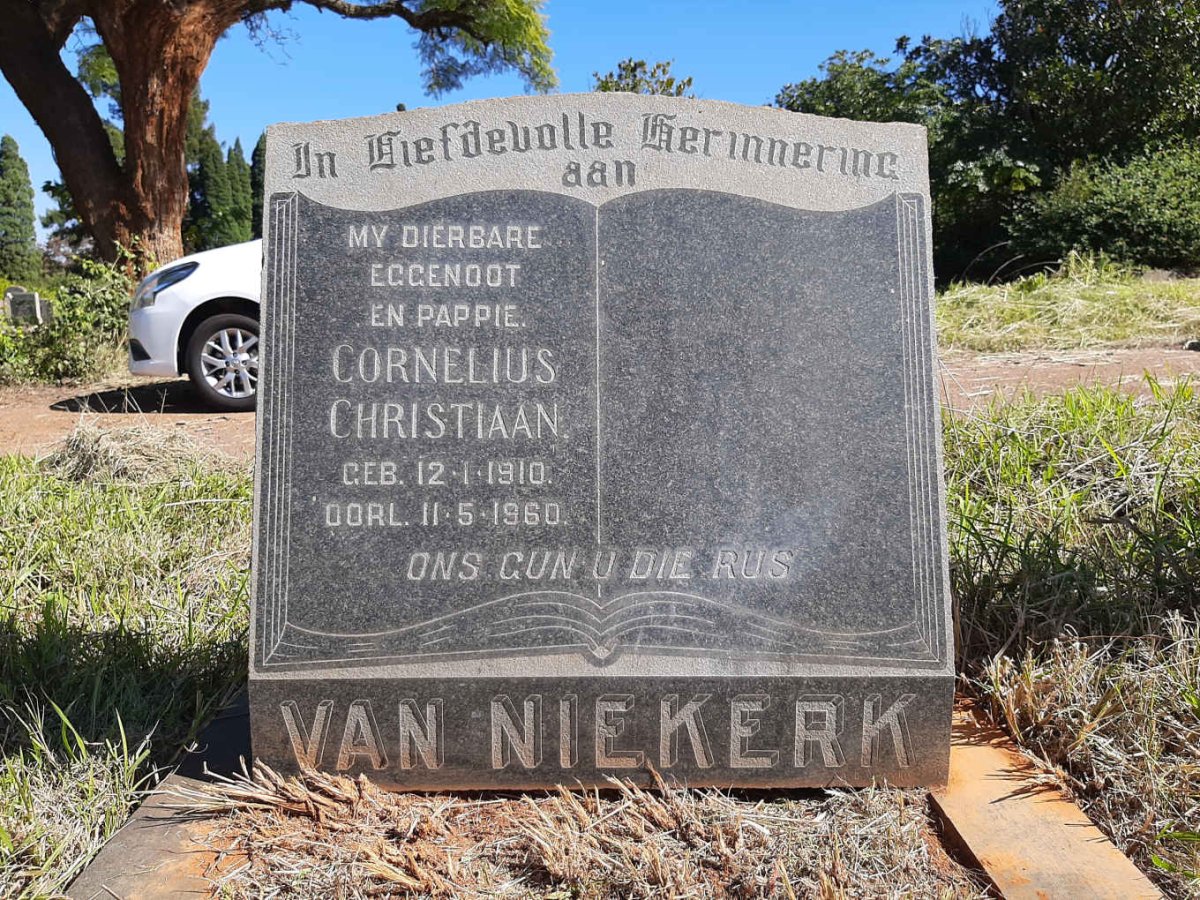 NIEKERK Cornelius Christiaan, van 1910-1960