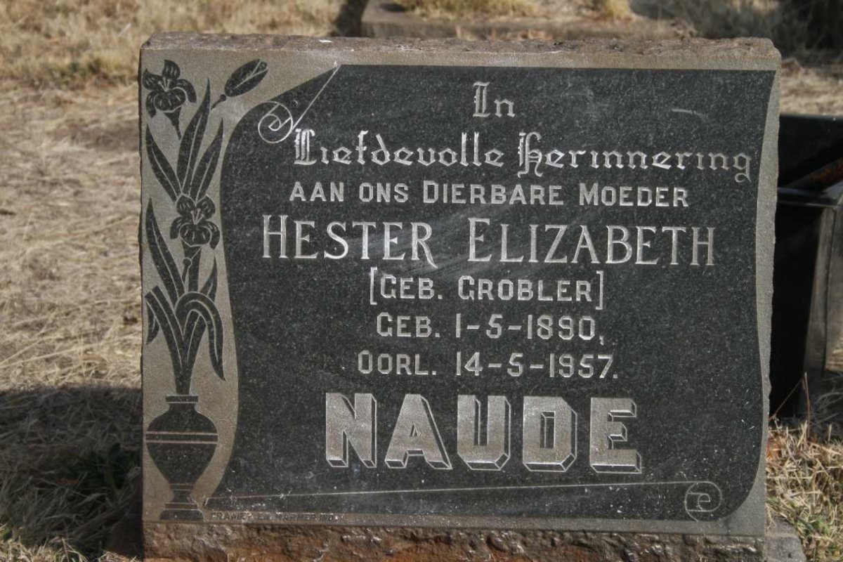 NAUDE Hester Elizabeth nee GROBLER 1890-1957