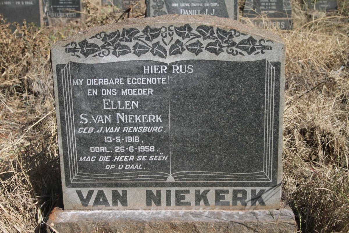 NIEKERK Ellen S., van nee J. VAN RENSBURG 1918-1956