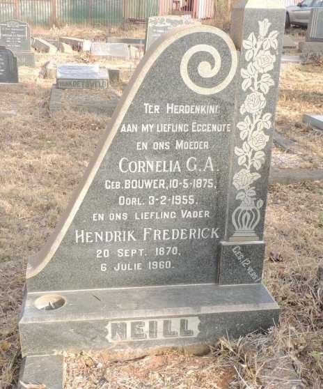 NEILL Hendrik Frederick 1870-1960 & Cornelia G.A. BOUWER 1875-1955