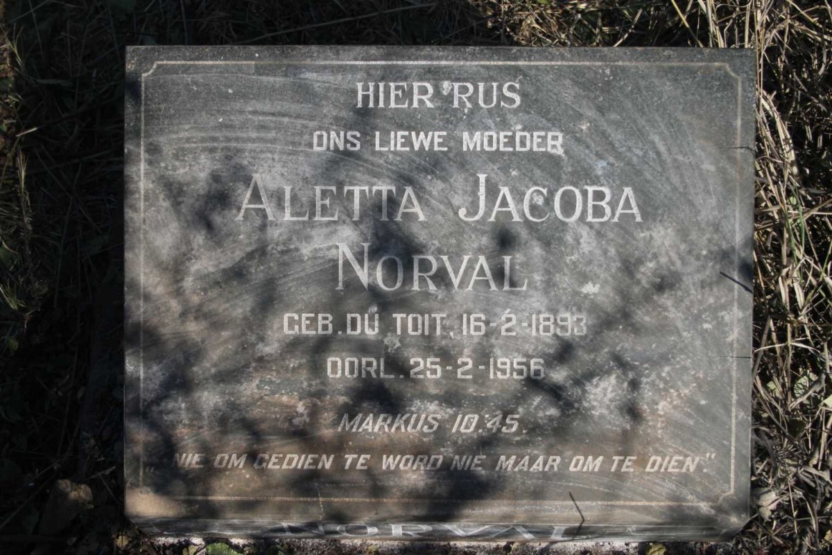 NORVAL Aletta Jacoba nee DU TOIT 1893-1956