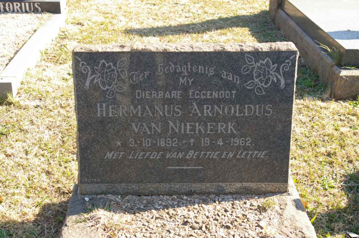NIEKERK Hermanus Arnoldus, van 1892-1962