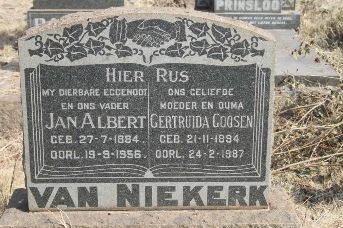 NIEKERK Jan Albert, van 1884-1956 & Gertruida Goosen 1894-1987