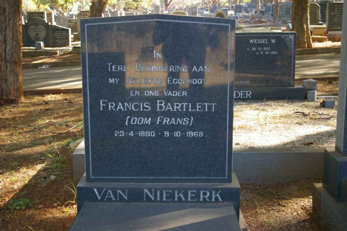 NIEKERK Francis Bartlett, van 1890-1968