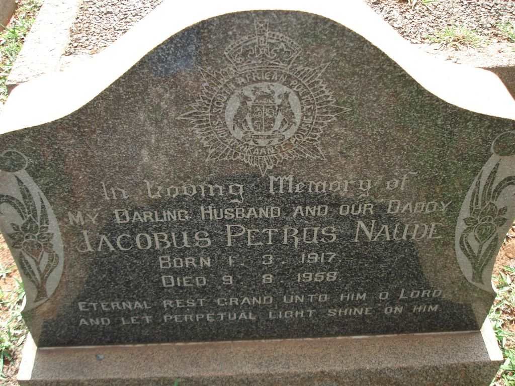 NAUDÉ Jacobus Petrus 1917-1958