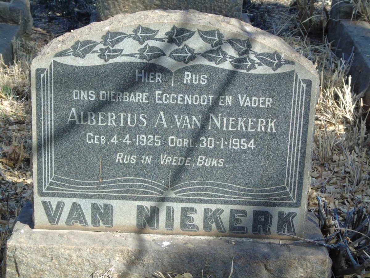 NIEKERK Albertus A., van 1925-1954