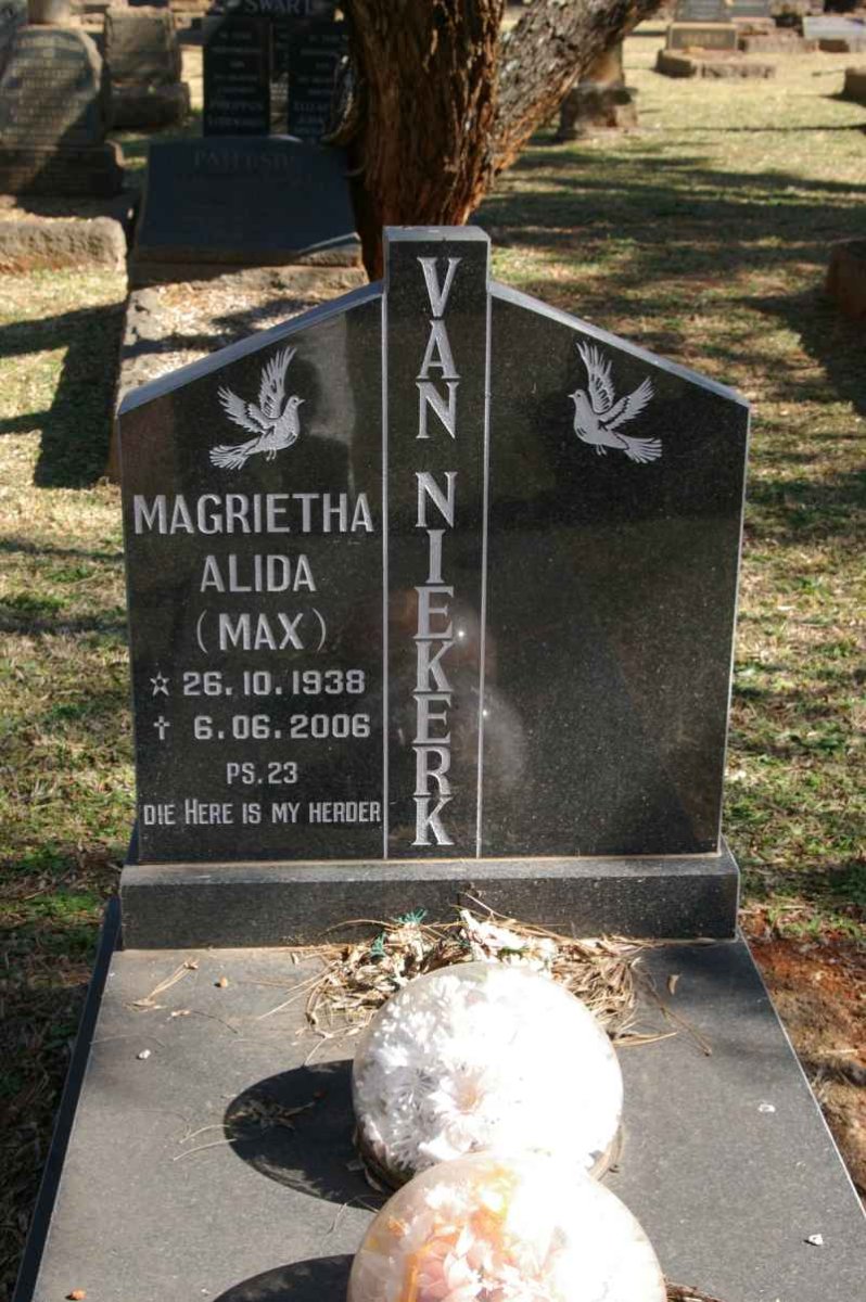 NIEKERK Magrietha Alida, van 1938-2006