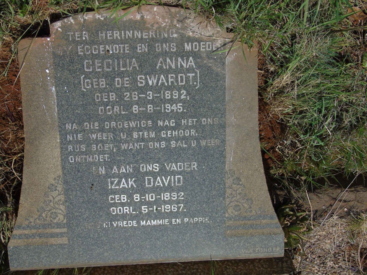 NIEKERK Izak David, van 1892-1967 &amp; Cecilia Anna DE SWARDT 1892-1945 _2