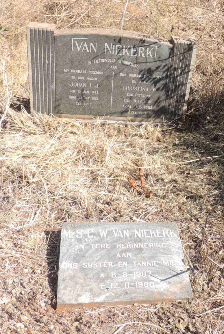 NIEKERK Johan I.J., van 1883-1956 & Christina W. PIETERSE 1885-1969 :: VAN NIEKERK M.S.C.W. 1907-1980