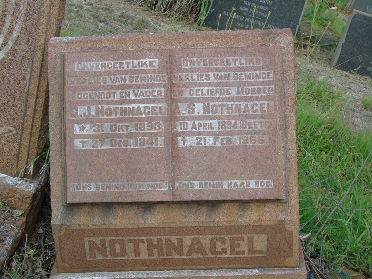 NOTHNAGEL G.J. 1893-1941 &amp; A.S. BEETGE 1894-1966