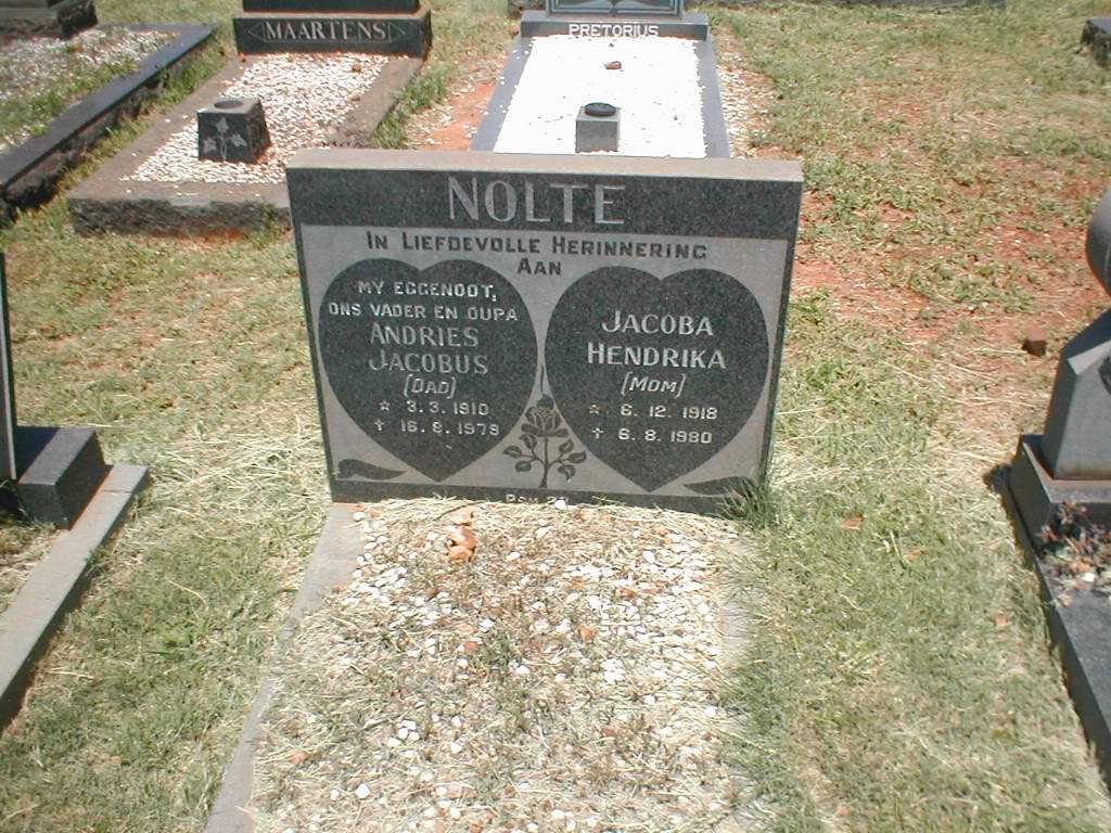NOLTE Andries Jacobus 1910-1978 &amp; Jacoba Hendrika 1918-1980