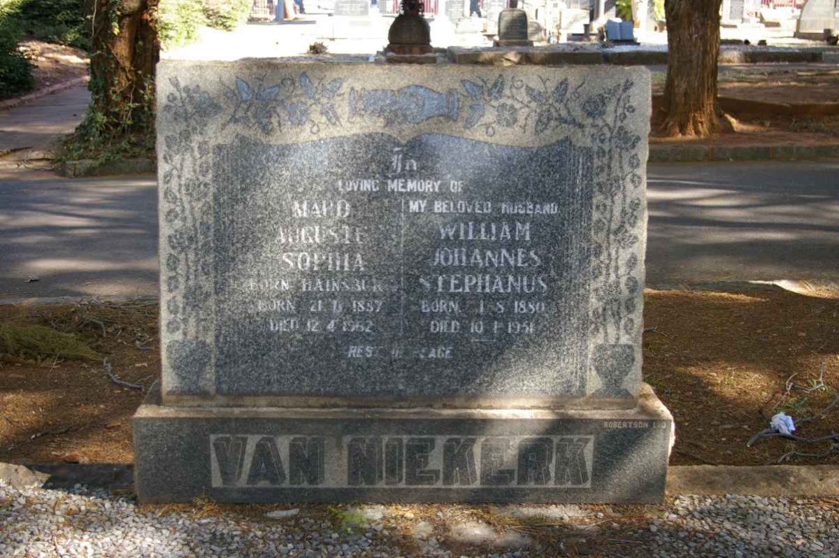 NIEKERK William Johannes Stephanus, van 1880-1951 &amp; Maud Auguste Sophia HAINSBURG 1887-1962