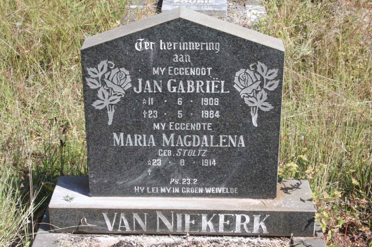 NIEKERK Jan Gabriel, van 1908-1984 &amp; Maria Magdalena STOLTZ 1914-