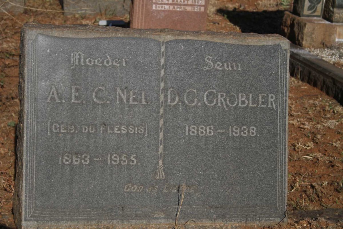 NEL A.E.C. nee DU PLESSIS 1863-1955 :: GROBLER D.G. 1886-1938