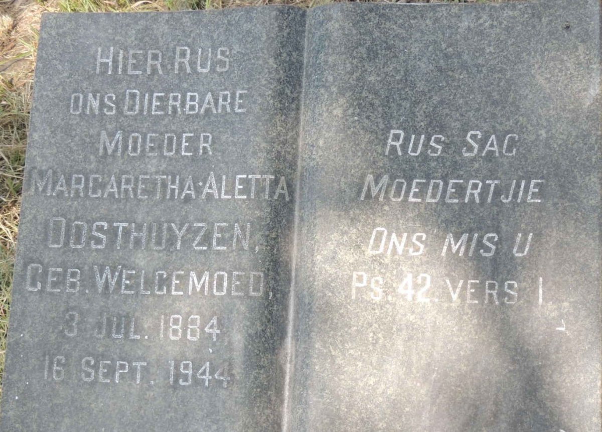 OOSTHUIZEN Margaretha Aletta nee WELGEMOED 1884-1944