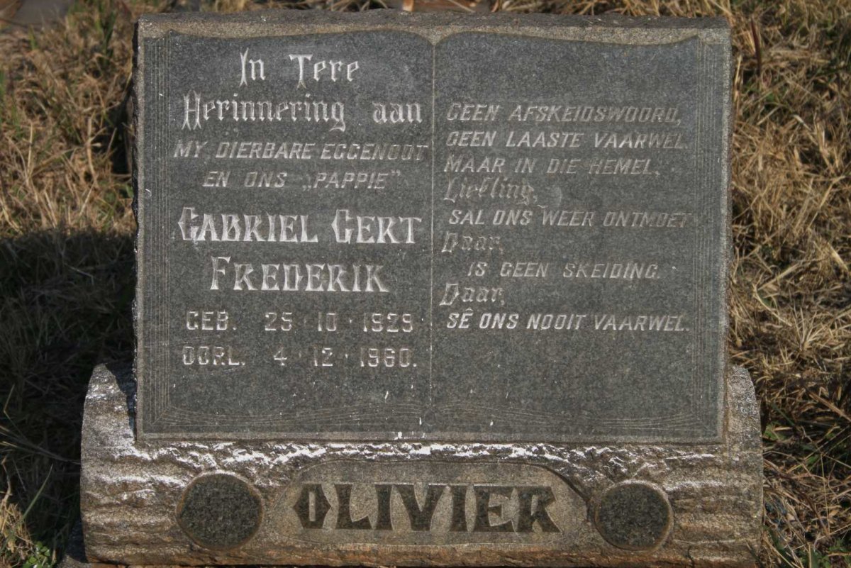 OLIVIER Gabriel Gert Frederik 1929-1960
