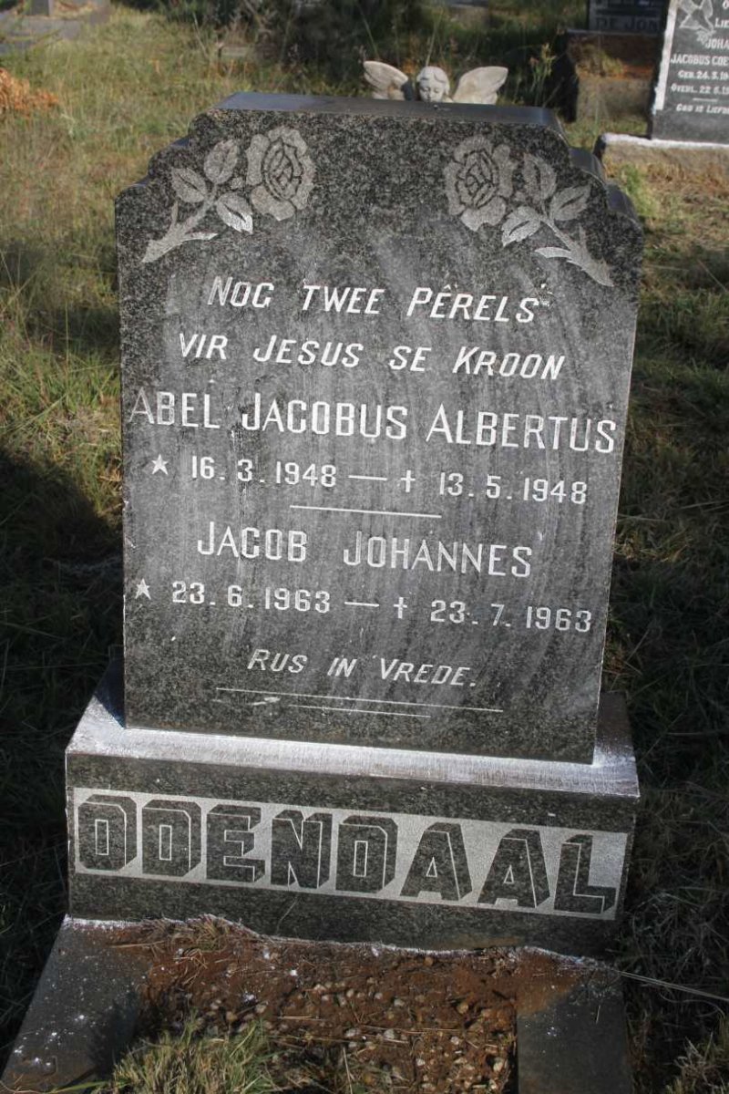 ODENDAAL Abel Jacobus Albertus 1948-1948 :: ODENDAAL Jacob Johannes 1963-1963