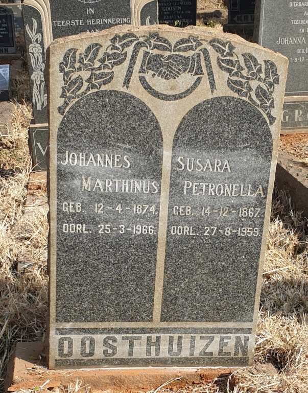 OOSTHUIZEN Johannes Marthinus 1874-1966 & Susara Petronella 1867-1959