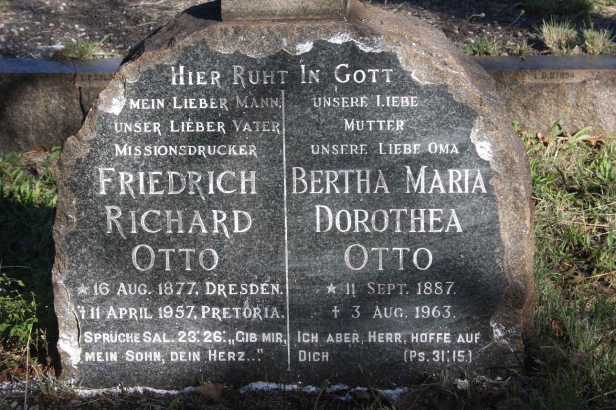 OTTO Friedrich Richard 1877-1957 &amp; Bertha Maria Dorothea 1887-1963