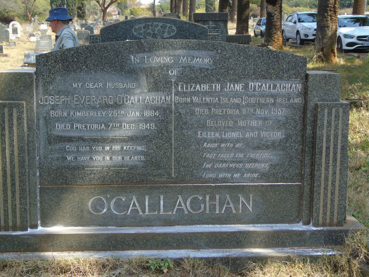 O'CALLAGHAN Joseph Everard 1884-1949 &amp; Elizabeth Jane -1957