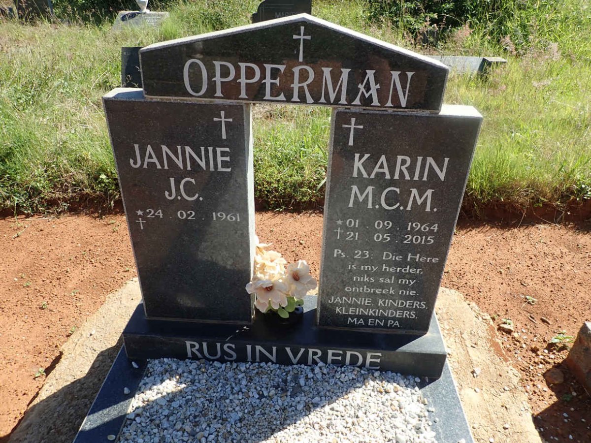 OPPERMAN Jannie J.C.1961- &amp; Karin M.C.M. 1964-2015