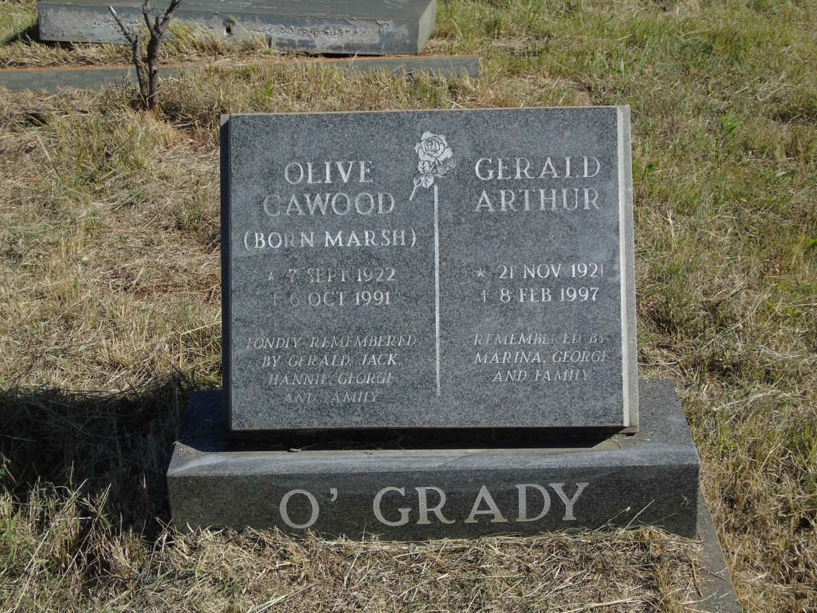 O'GRADY Gerald Arthur 1921-1997 &amp; Olive Cawood MARSH 1922-1991