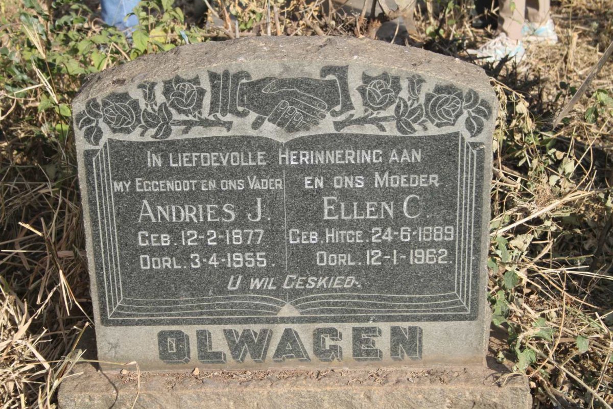 OLWAGEN Andries J. 1877-1955 & Ellen C. HITGE 1889-1962