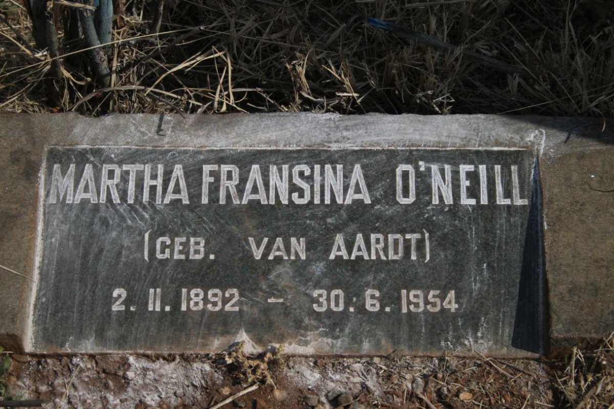 O'NEILL Martha Fransina nee VAN AARDT 1892-1954 