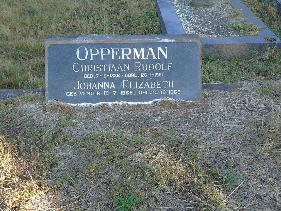 OPPERMAN Christiaan Rudolf 1886-1961 &amp; Johanna Elizabeth VENTER 1889-1968